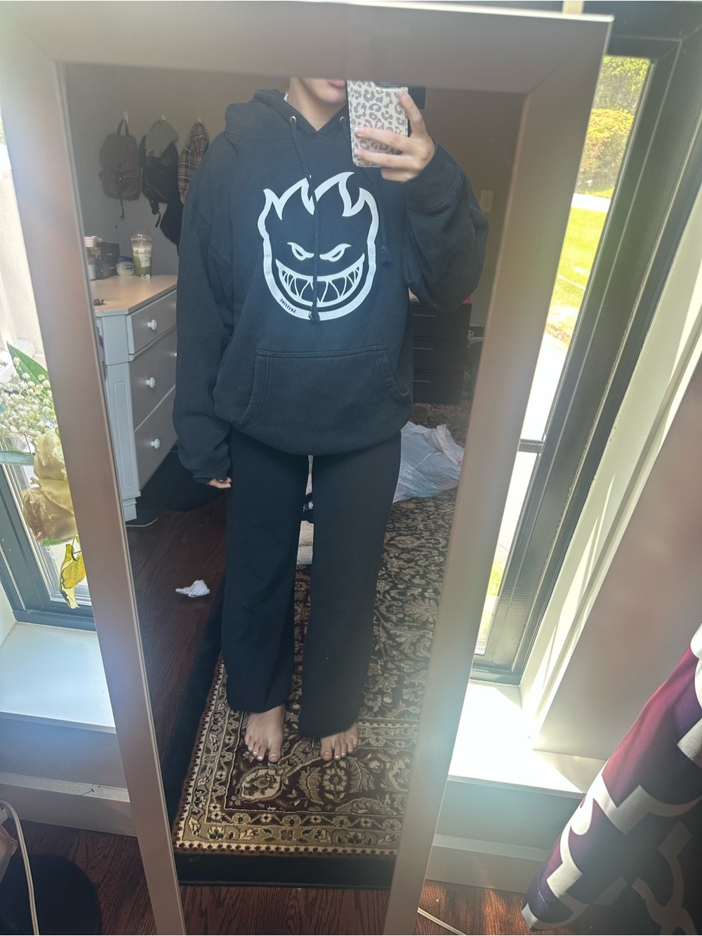 Spitfire Black Hoodie with White Flame Logo